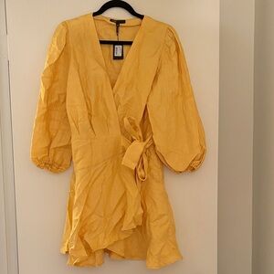 Maje Golden Long Sleeve Wrap Dress